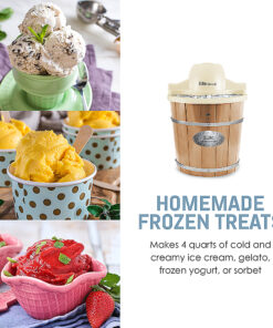 Elite Gourmet - 4 qt Old Fashioned Electric Ice Cream Maker - Cream