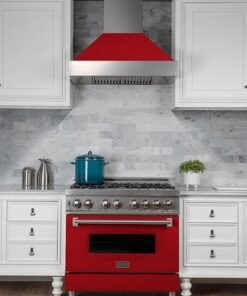 ZLINE - 30" DuraSnow® Stainless Steel Range Hood with Red Matte Shell (8654RM-30) - Silver