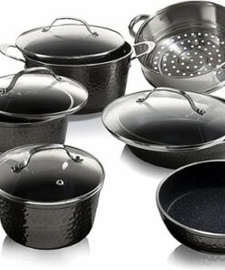 Granitestone - Non Stick 10pc Cookware Set - Hammered Pewter
