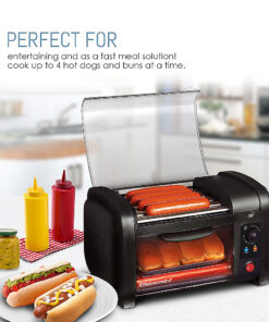 Elite Gourmet - 210w Analog Hot Dog Roller & Toaster Oven - Black