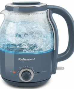 Elite Gourmet - 1.2L Adjustable Temperature Electric Glass Kettle - Slate Blue