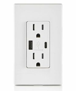 Leviton - 5.1A/30WT Duplex Tamper-Resistant Outlets with USB A/C Dual Wall Chargers - White
