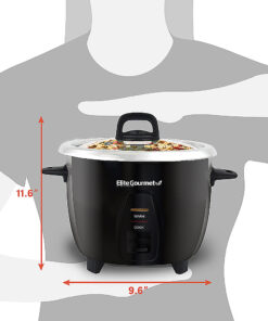Elite Gourmet - 10-Cup Rice Cooker with Stainless Steel Cooking Pot - black