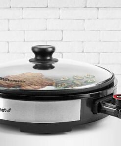 Elite Gourmet - 12" Deluxe Indoor Grill W Tempered Glass Lid, Stainless Steel - Black