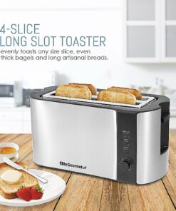 Elite Gourmet - 4 Slice Long Slot Toaster - Stainless Steel