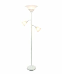 Elegant Designs - 3 Light Floor Lamp with Scalloped Glass Shades - White