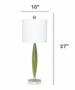 Lalia Home - Stylus Table Lamp with White Fabric Shade - Green