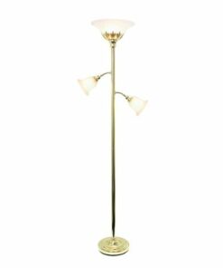 Elegant Designs - 3 Light Floor Lamp with Scalloped Glass Shades - Gold