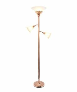 Elegant Designs - 3 Light Floor Lamp with Scalloped Glass Shades - Rose Gold