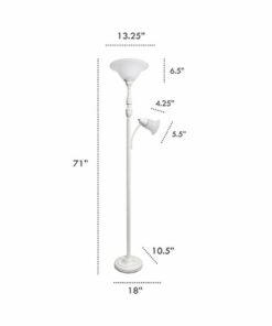 Elegant Designs - 2 Light Mother Daughter Floor Lamp with White Marble Glass - White