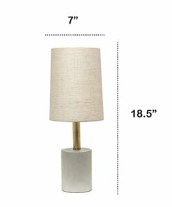 Lalia Home - Antique Brass Concrete Table Lamp with Linen Shade
