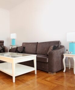 Elegant Designs - 2 Pack Modern Leather Table Lamps with White Fabric Shades - Aqua