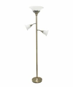 Elegant Designs - 3 Light Floor Lamp with Scalloped Glass Shades, Antique Brass - Antique Brass