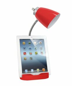 Limelights - Gooseneck Organizer Desk Lamp with iPad Tablet Stand Book Holder and USB port - Red