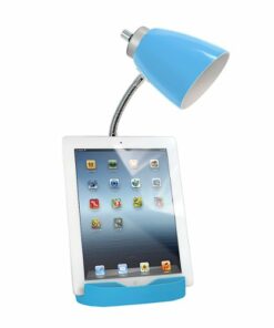 Limelights - Gooseneck Organizer Desk Lamp with iPad Tablet Stand Book Holder and USB port - Blue