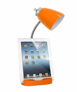 Limelights - Gooseneck Organizer Desk Lamp with iPad Tablet Stand Book Holder and USB port - Orange