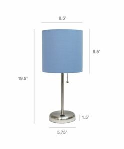 Limelights - Stick Lamp with USB charging port and Fabric Shade - Blue