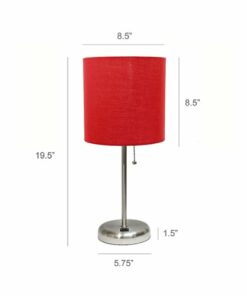 Limelights - Stick Lamp with USB charging port and Fabric Shade - Red