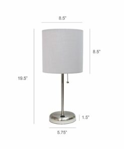 Limelights - Stick Lamp with USB charging port and Fabric Shade - Gray