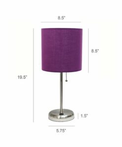 Limelights - Stick Lamp with USB charging port and Fabric Shade - Purple