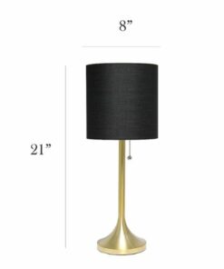 Simple Designs - Gold Tapered Table Lamp with Fabric Drum Shade - Gold/Black