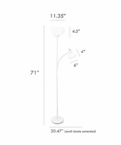 Simple Designs - Floor Lamp with Reading Light - Brushed Nickel