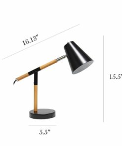Simple Designs - Black Matte and Wooden Pivot Desk Lamp