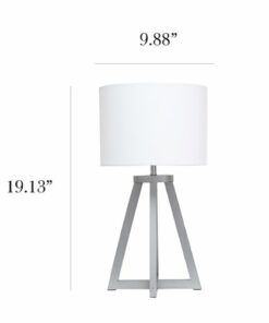 Simple Designs - Interlocked Triangular Wood Table Lamp with White Fabric Shade - Gray/White