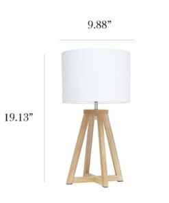 Simple Designs - Interlocked Triangular Natural Wood Table Lamp with Fabric Shade - Natural/White