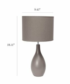 Simple Designs - Oval Bowling Pin Base Ceramic Table Lamp - Gray