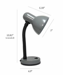 Simple Designs - Basic Metal Desk Lamp with Flexible Hose Neck - Gray