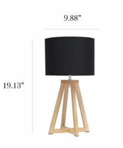 Simple Designs - Interlocked Triangular Natural Wood Table Lamp with Fabric Shade - Natural/Black