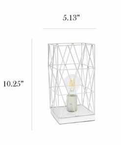Simple Designs - Geometric Square Metal Table Lamp - White