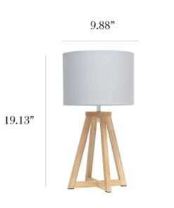 Simple Designs - Interlocked Triangular Natural Wood Table Lamp with Fabric Shade - Natural/Gray