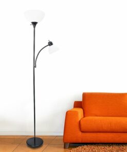 Simple Designs - Floor Lamp with Reading Light - Black