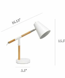 Simple Designs - Wooden Pivot Desk Lamp - White