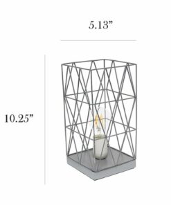 Simple Designs - Geometric Square Metal Table Lamp - Gray