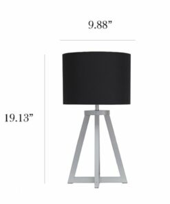 Simple Designs - Interlocked Triangular Gray Wood Table Lamp with Fabric Shade - Gray/Black