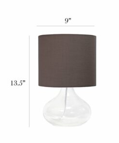 Simple Designs - Glass Raindrop Table Lamp with Fabric Shade - Clear/Gray