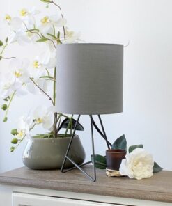 Simple Designs - Down to the Wire Table Lamp with Fabric Shade - Gray/Gray
