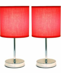 Simple Designs - Chrome Mini Basic Table Lamp with Fabric Shade 2 Pack Set 0