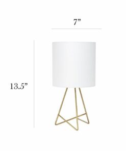 Simple Designs - Down to the Wire Table Lamp with Fabric Shade, Gold with White Shade