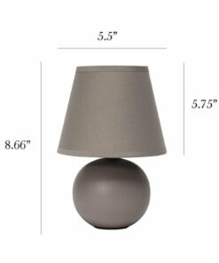 Simple Designs - Mini Ceramic Globe Table Lamp 2 Pack Set - Gray