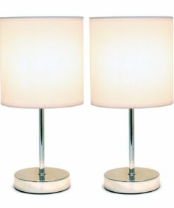 Simple Designs - Chrome Mini Basic Table Lamp with Fabric Shade 2 Pack Set 1
