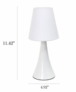 Simple Designs - Valencia Colors 2 Pack Mini Touch Table Lamp Set with Fabric Shades - White