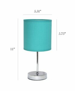 Simple Designs - Chrome Mini Basic Table Lamp with Fabric Shade 2 Pack Set 2