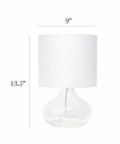 Simple Designs - Glass Raindrop Table Lamp with Fabric Shade - Clear/White