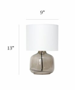 Simple Designs - Glass Table Lamp with Fabric Shade - Smoke/White