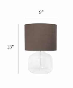 Simple Designs - Glass Table Lamp with Fabric Shade - Clear/Gray