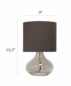 Simple Designs - Glass Raindrop Table Lamp with Fabric Shade - Smoke Gray/Gray